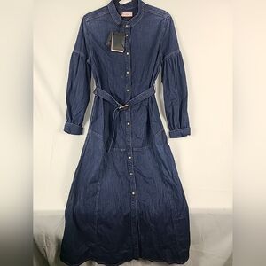 NWT Twin Set Milano Abito Denim Medio Button Front Dress Sz Tg:44 Retail $656